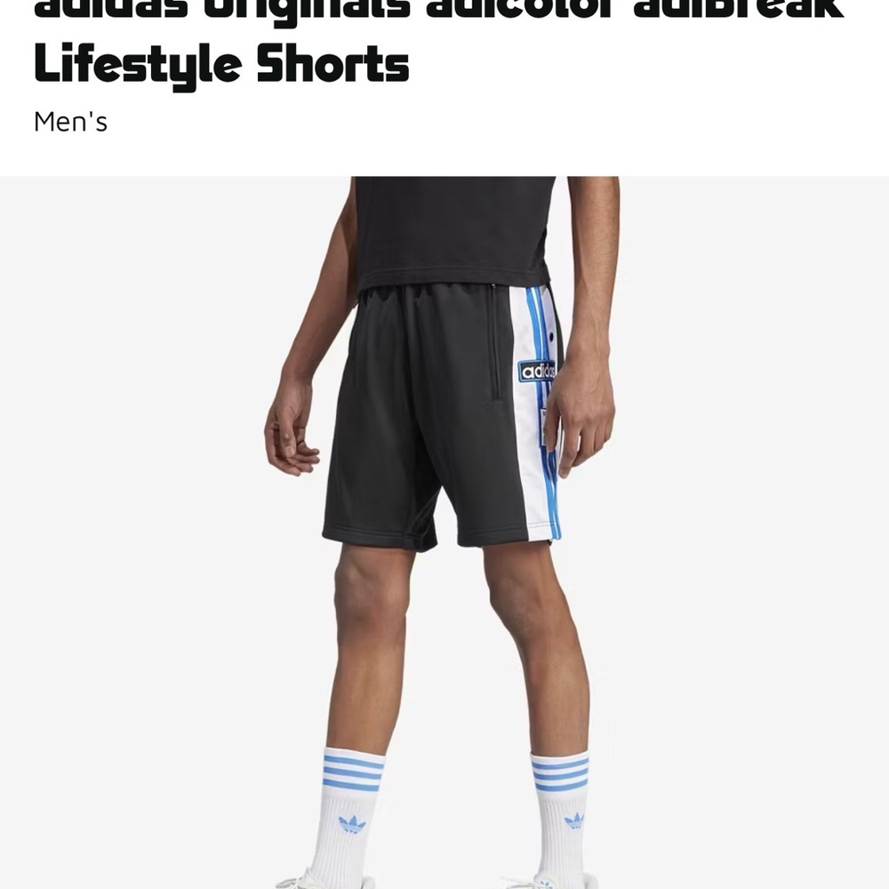 adidas Black Athletic Shorts with Blue and White Side Stripe